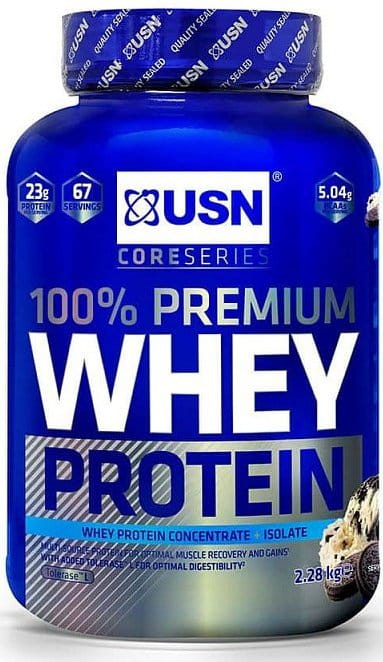 Pudre proteice USN 100% Whey Protein Premium smetanová sušenka 2.28kg
